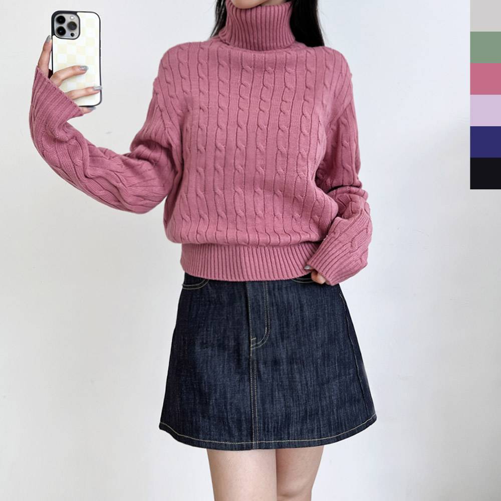 데일리픽 꽈배기 목폴라니트