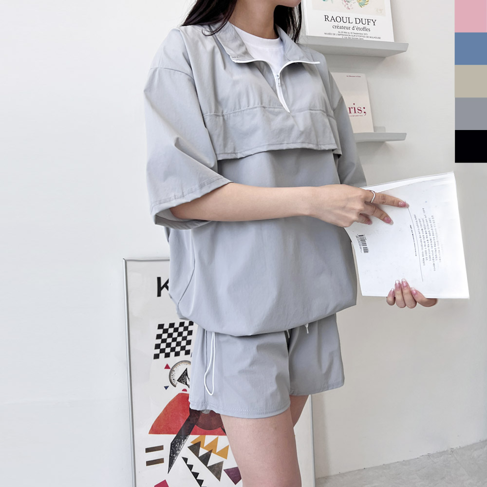 아노락반팔반바지세트