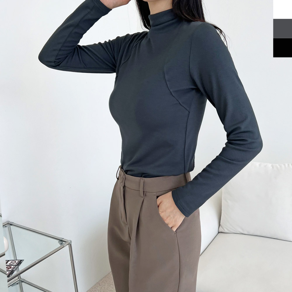 퍼펙트핏 숄더 라인 반목폴라 티셔츠(기모안감)