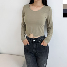 라이크 텐션 스쿱넥 크롭 티셔츠