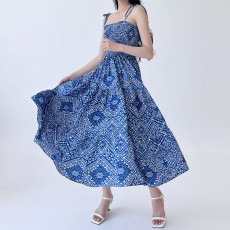 썸 스모크 튜브탑 끈나시 비치 여름 롱원피스 드레스