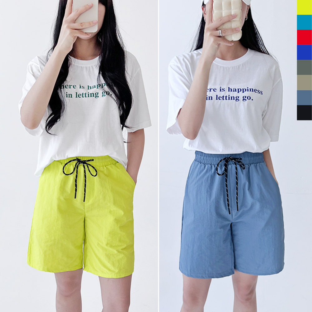 남여공용 여자 커플 휴양지 비치웨어 하의 밴딩 반바지