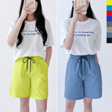 남여공용 여자 커플 휴양지 비치웨어 하의 밴딩 반바지