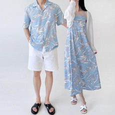 롱 비치 원피스 커플룩 신혼여행 시밀러룩 비치웨어