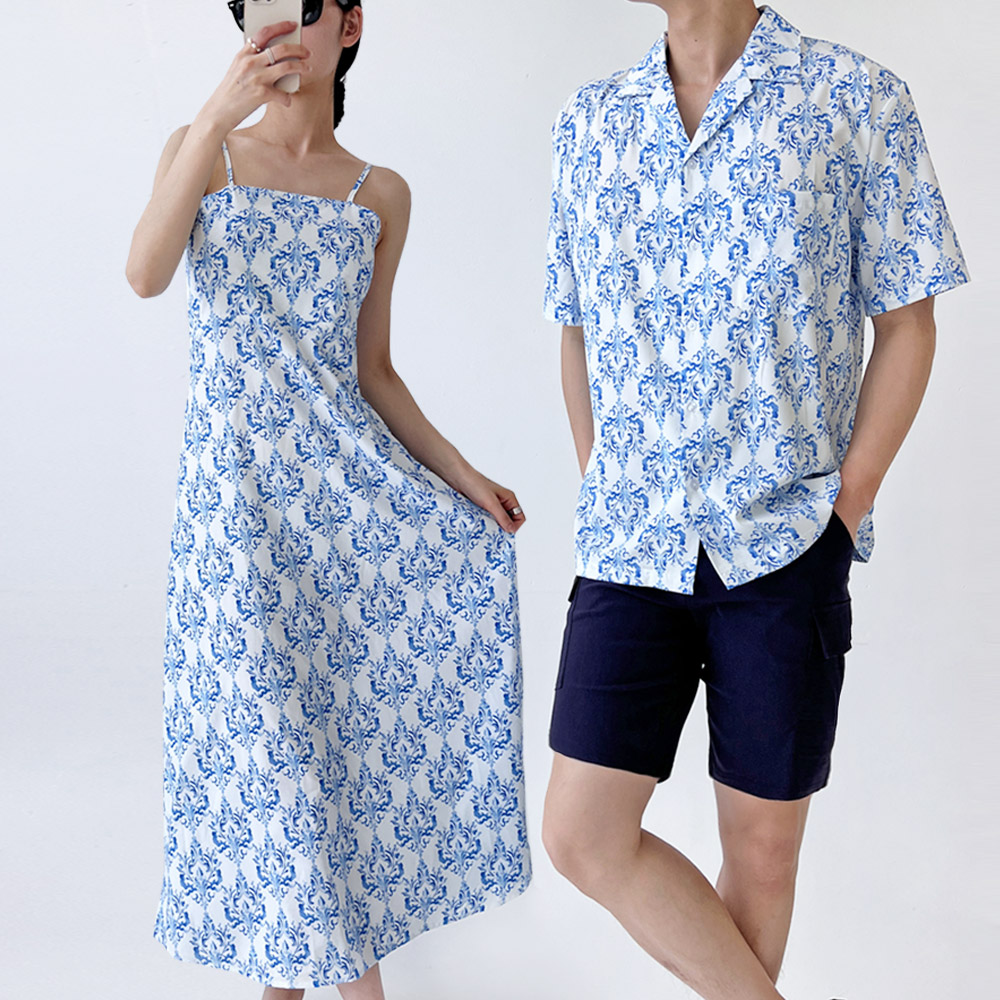 커플 에스닉 비치웨어 해변룩 바캉스 신혼여행 원피스 커플룩