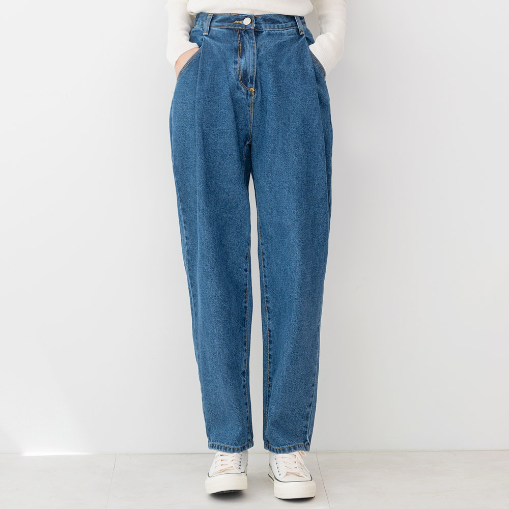 핀턱오버핏배기청바지_진청