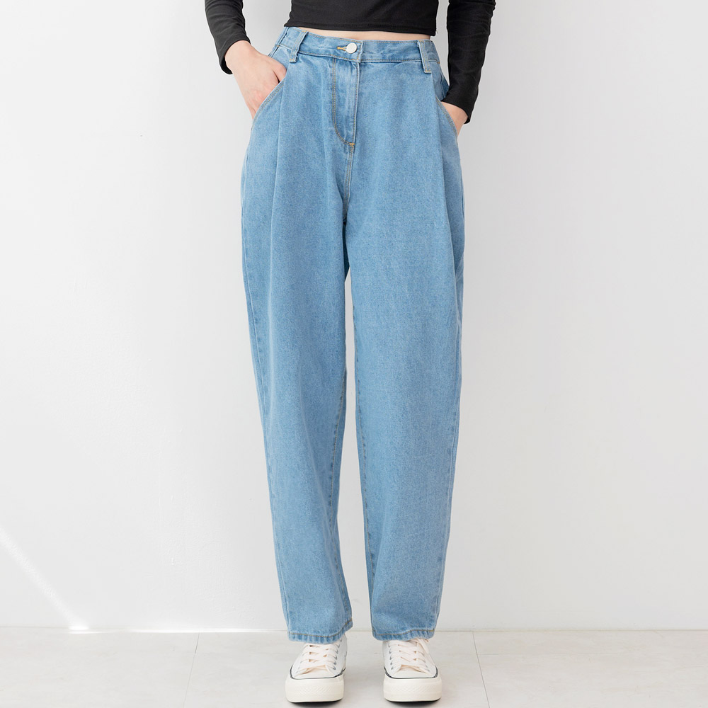 핀턱오버핏배기청바지_연청