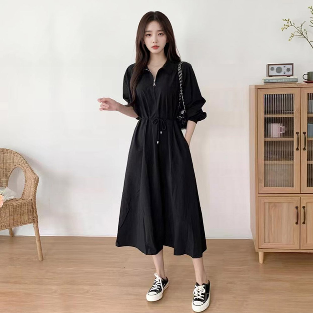 프론트지퍼카라롱원피스