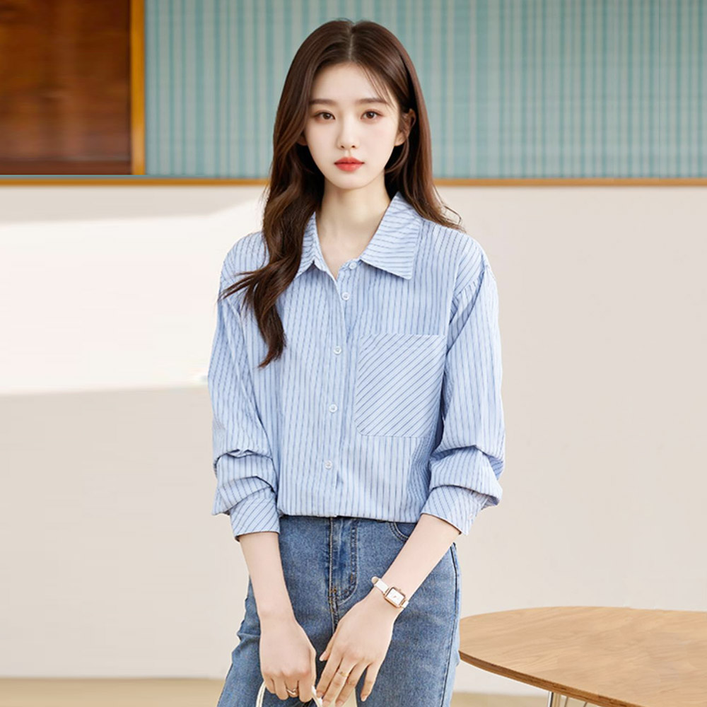 빅카라 소라 스트라이프블라우스