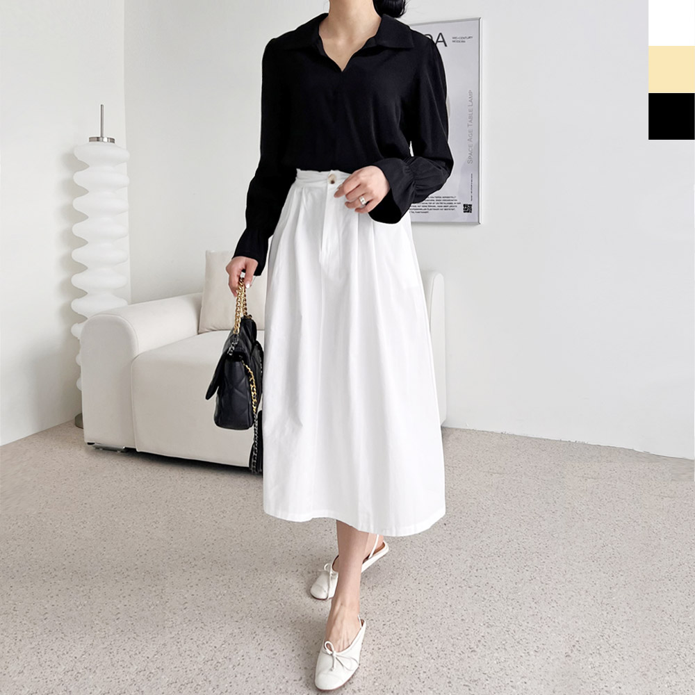 핀턱플레어 A라인롱스커트