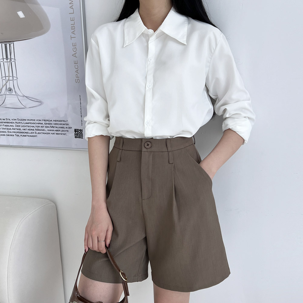 버뮤다 핀턱반바지슬랙스-벨트포함