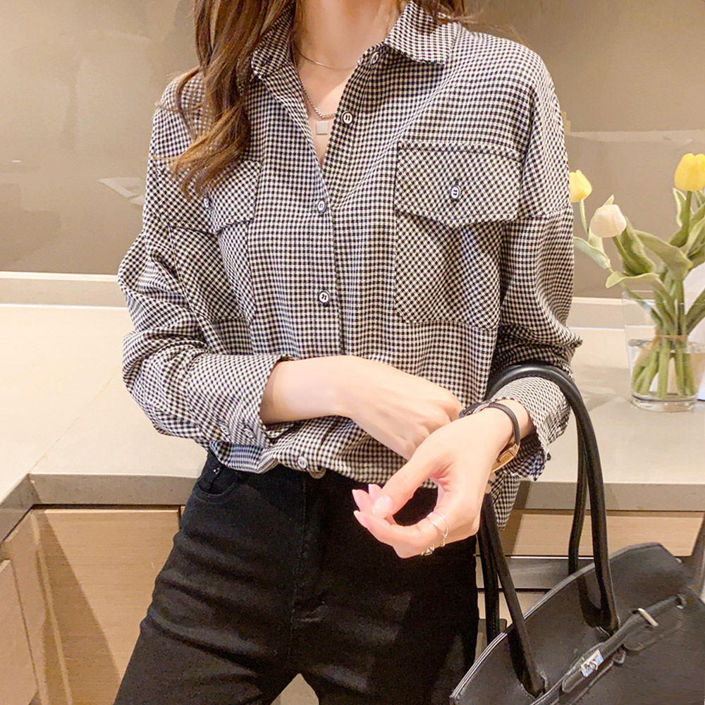 체크블라우스남방