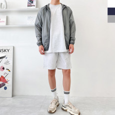 바람막이스트링후드점퍼