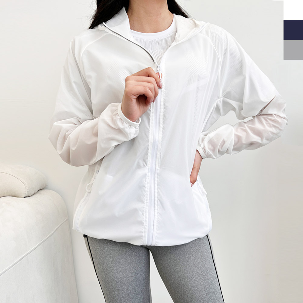 바람막이스트링후드점퍼