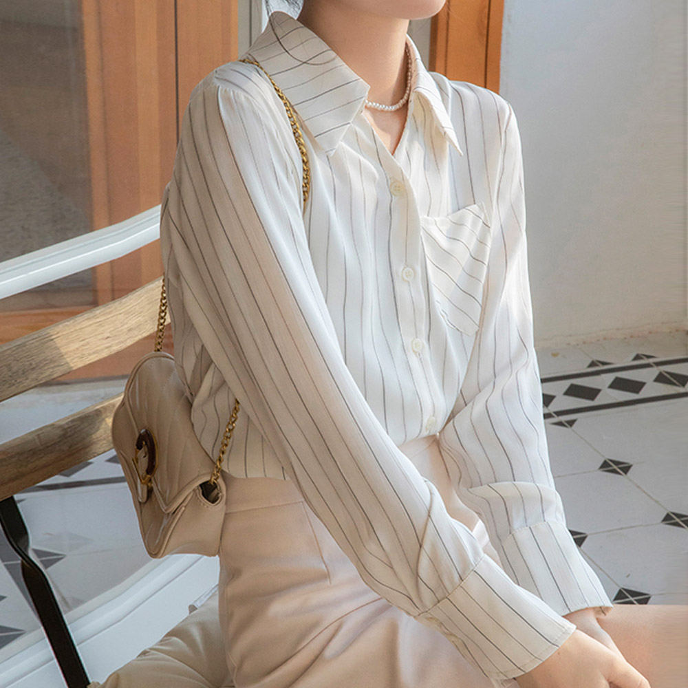 스트라이프셔츠블라우스