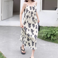 플리츠플라워바캉스롱원피스