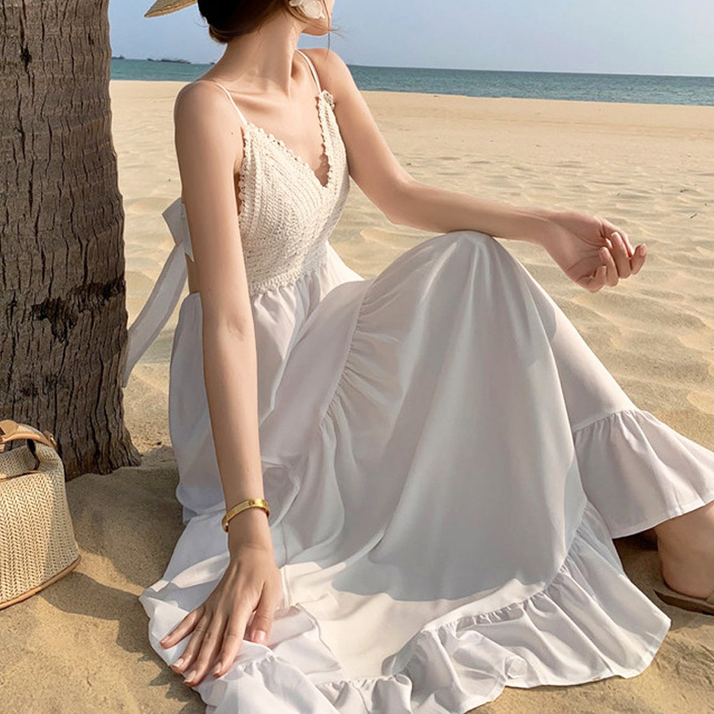 니트탑바캉스화이트롱원피스