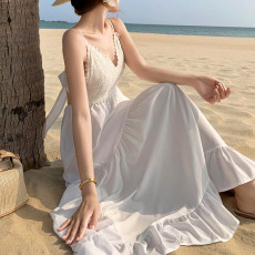 니트탑바캉스화이트롱원피스