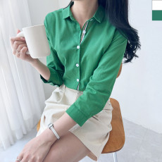 린넨 8부셔츠블라우스