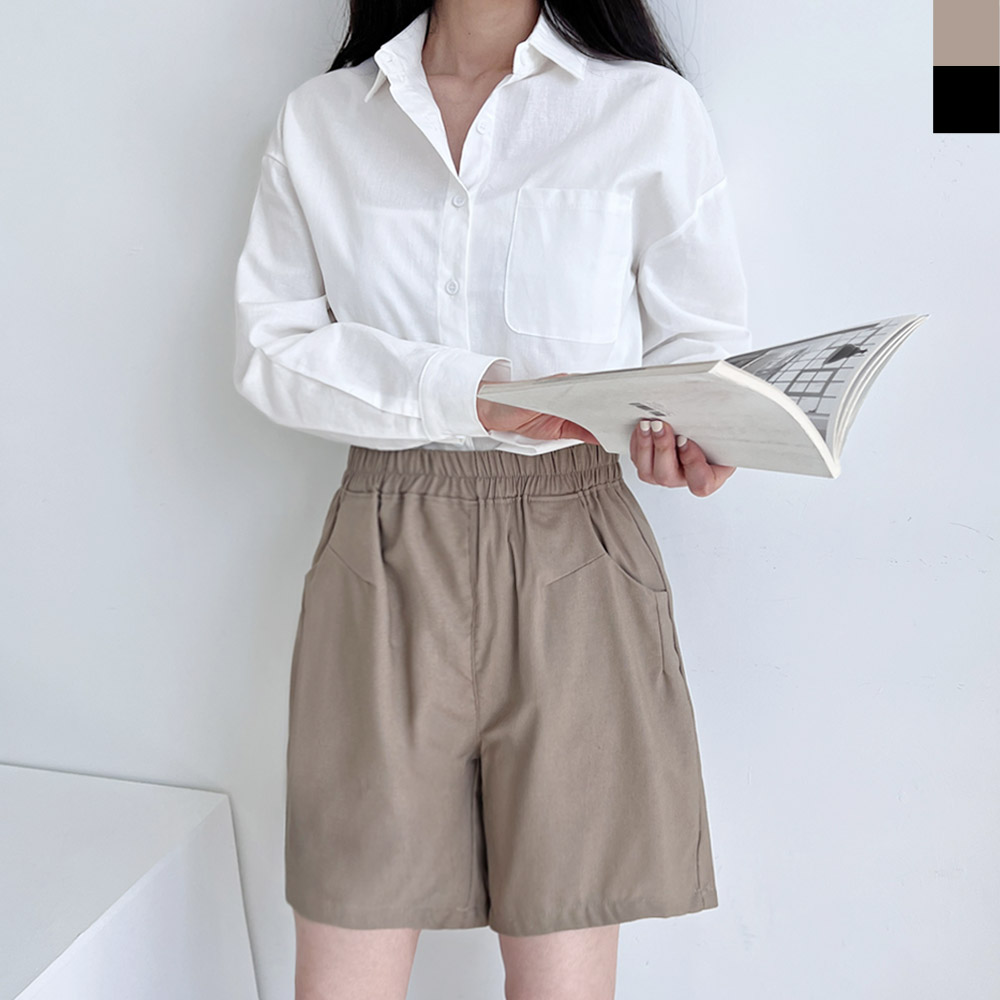프렌치 린넨밴딩 반바지