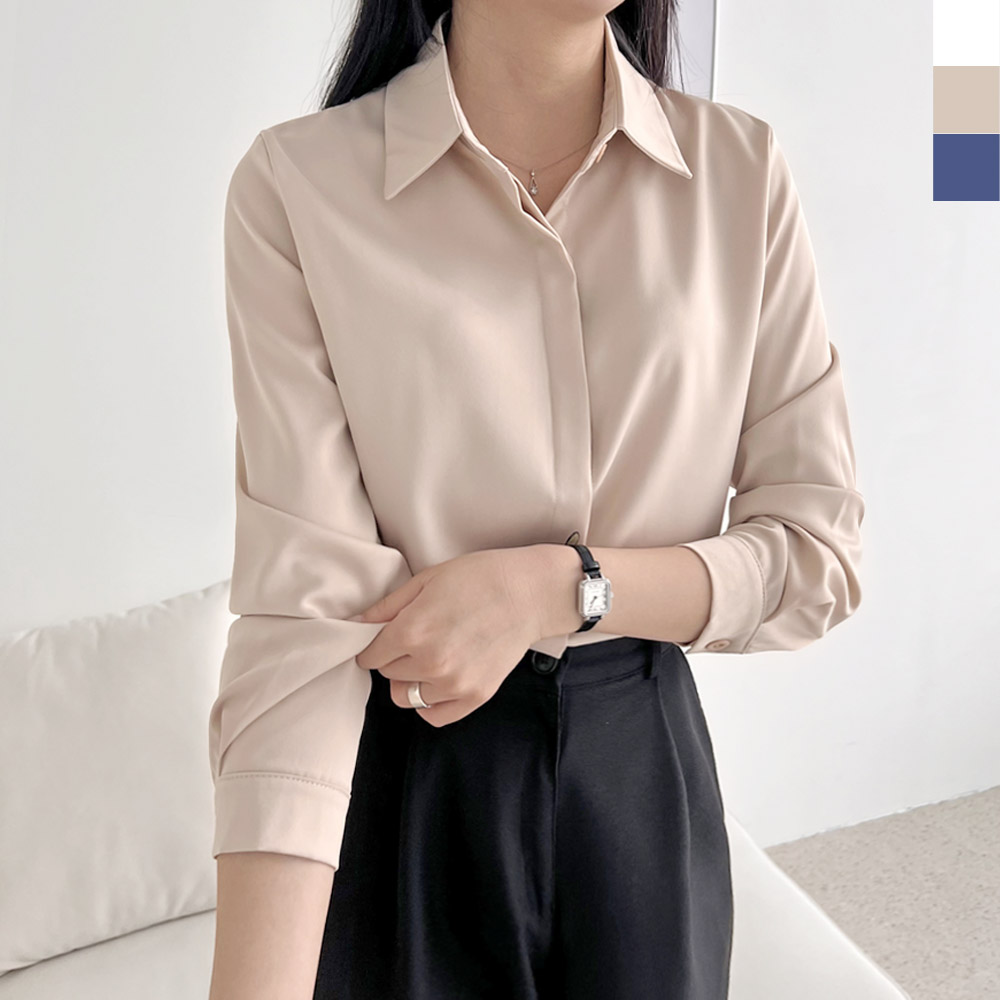 실크 새틴블라우스 오피스하객룩
