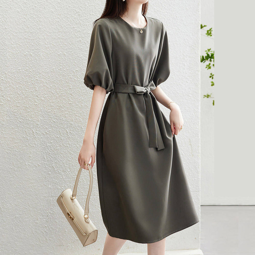 퍼프반팔소매스트랩원피스