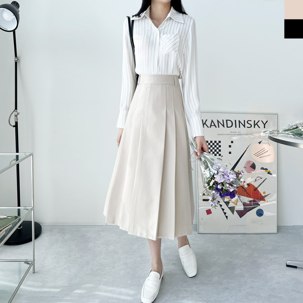 핀턱주름플리츠스커트_벨트포함