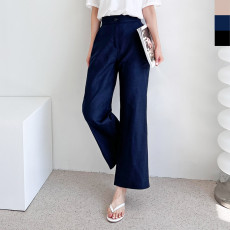 린넨와이드 뒷밴딩9부팬츠