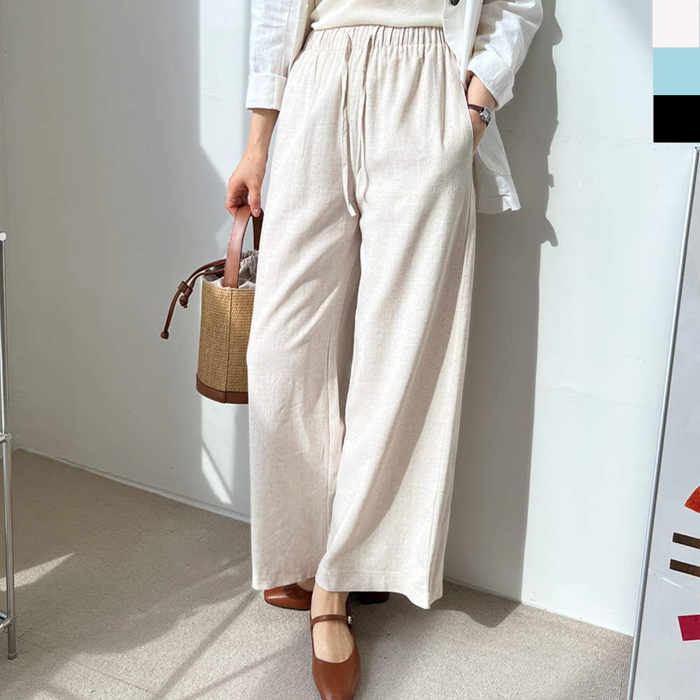 린넨여자밴딩와이드팬츠