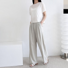 린넨 핀턱와이드 밴딩팬츠