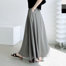 주름플레어 맥시롱스커트