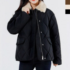 인조퍼카라 퀄팅 숏패딩
